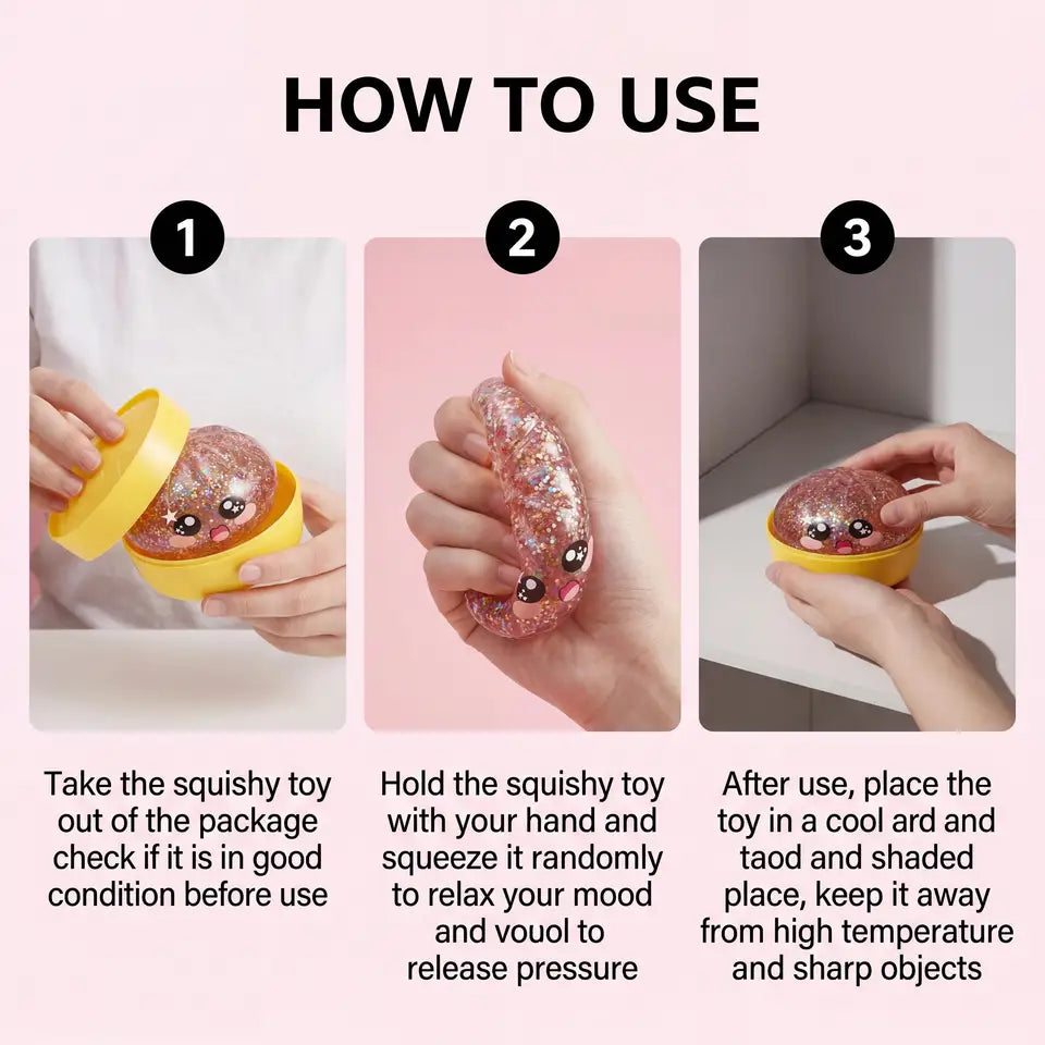 Glitter Dumpling Slow Resilience Squishy with Steamer Soft Sparkling Sensory Ball Stress Relief Relaxation Toy
