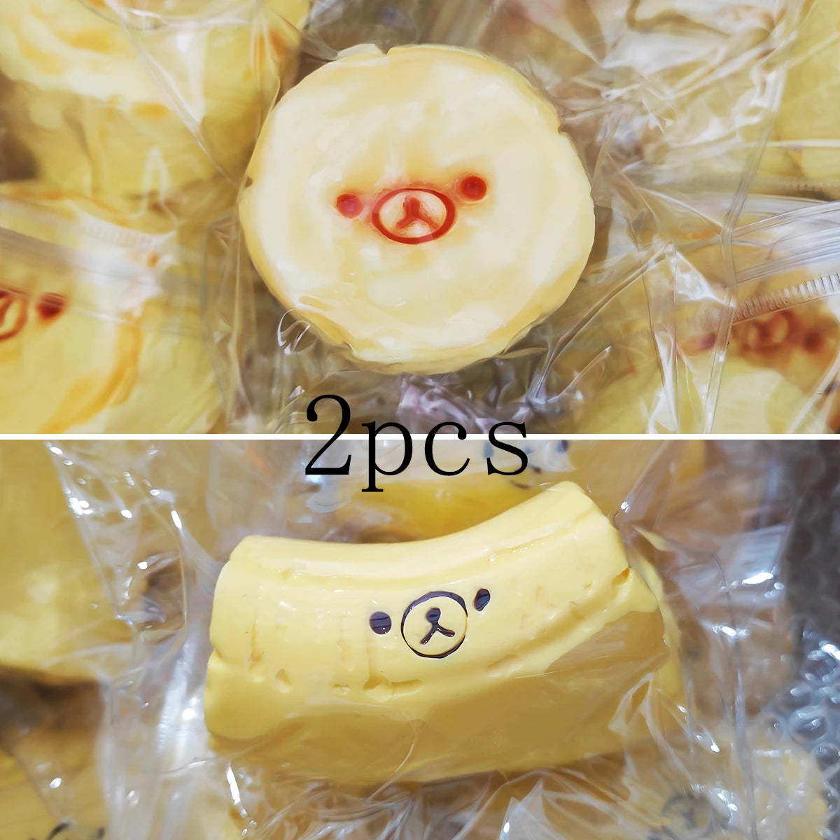 2Pc handmade Squishy with BUTTER texture - Banana Carrot bear shaped to relieve stress - Food grade silicone S