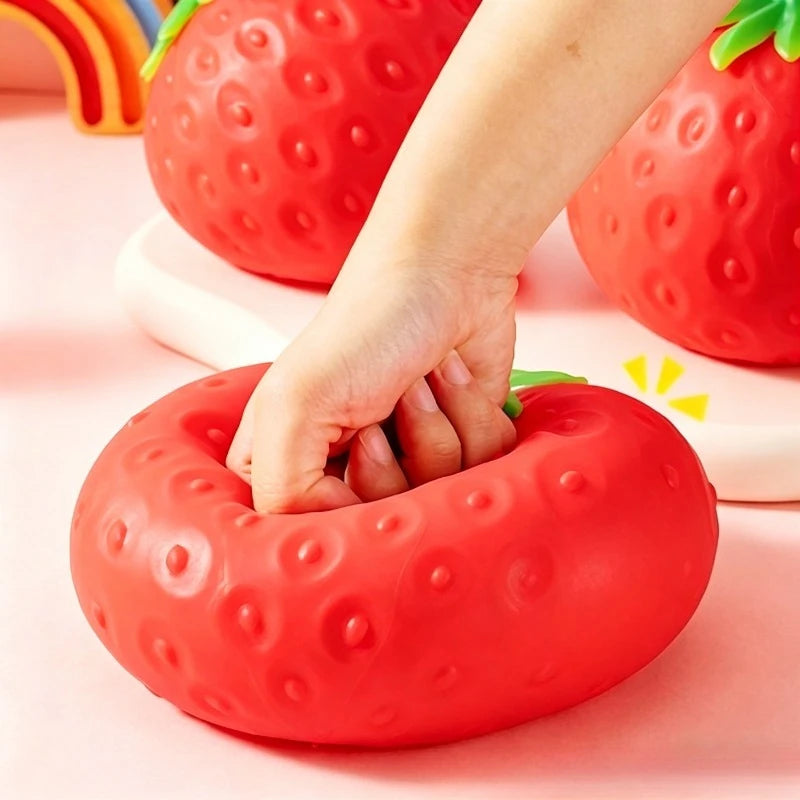 Giant Strawberry Squishy Toy Extra Large Slow Rising Fidget Toy Soft Shapeable Vent Stress Ball Anti Anxiety Decompression Gift For Adults Kids Friends