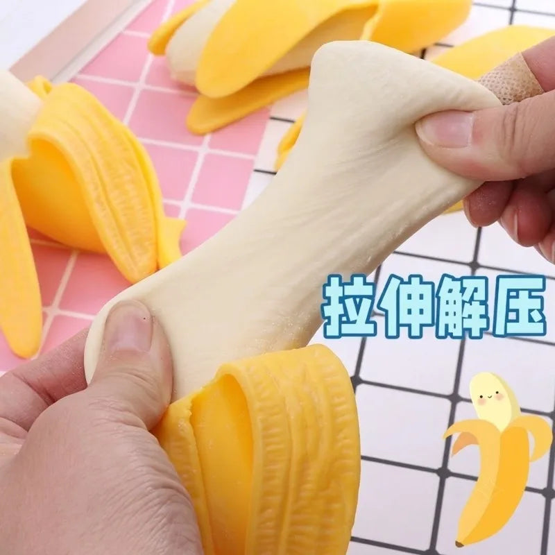 Simulated Peeling Banana Squishy Stress Ball Slow Rebound Fruit Model Squeeze Fidget Toy Anti Anxiety Decompression Relax Toys