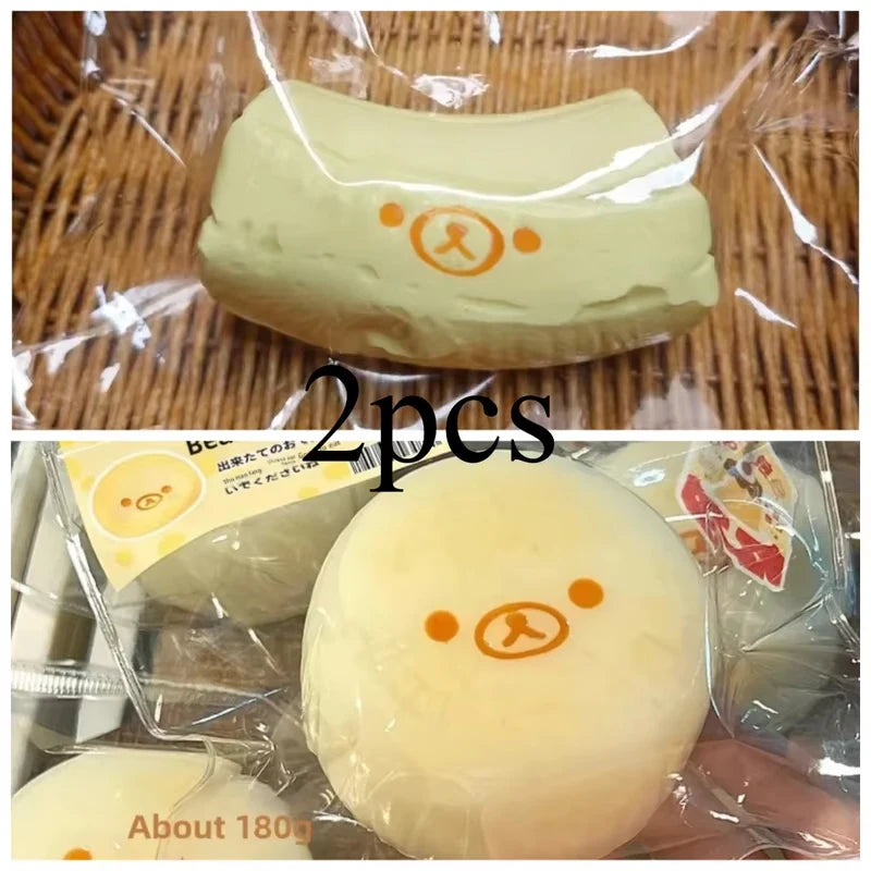2Pc handmade Squishy with BUTTER texture - Banana Carrot bear shaped to relieve stress - Food grade silicone S