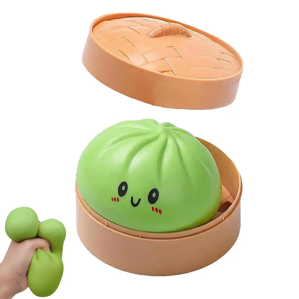 1Pcs Simulation Dumpling Stress Ball Fidget Toy with Mini Steamer, Soft Squeeze Dough Sensory Hand Toy, Food Shape Anxiety Stress Relief Desk Toy 2026 New