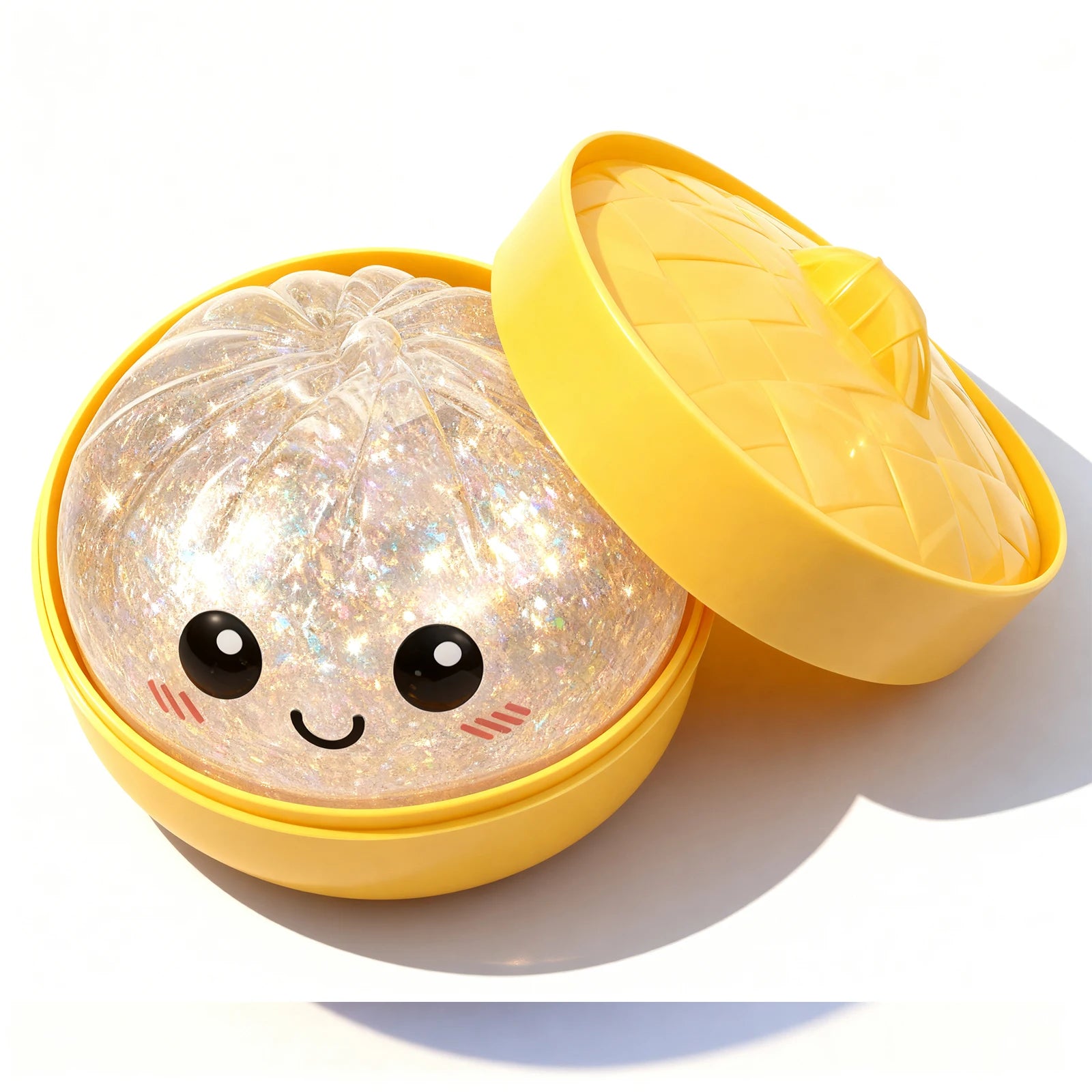 Glitter Dumpling Slow Resilience Squishy with Steamer Soft Sparkling Sensory Ball Stress Relief Relaxation Toy
