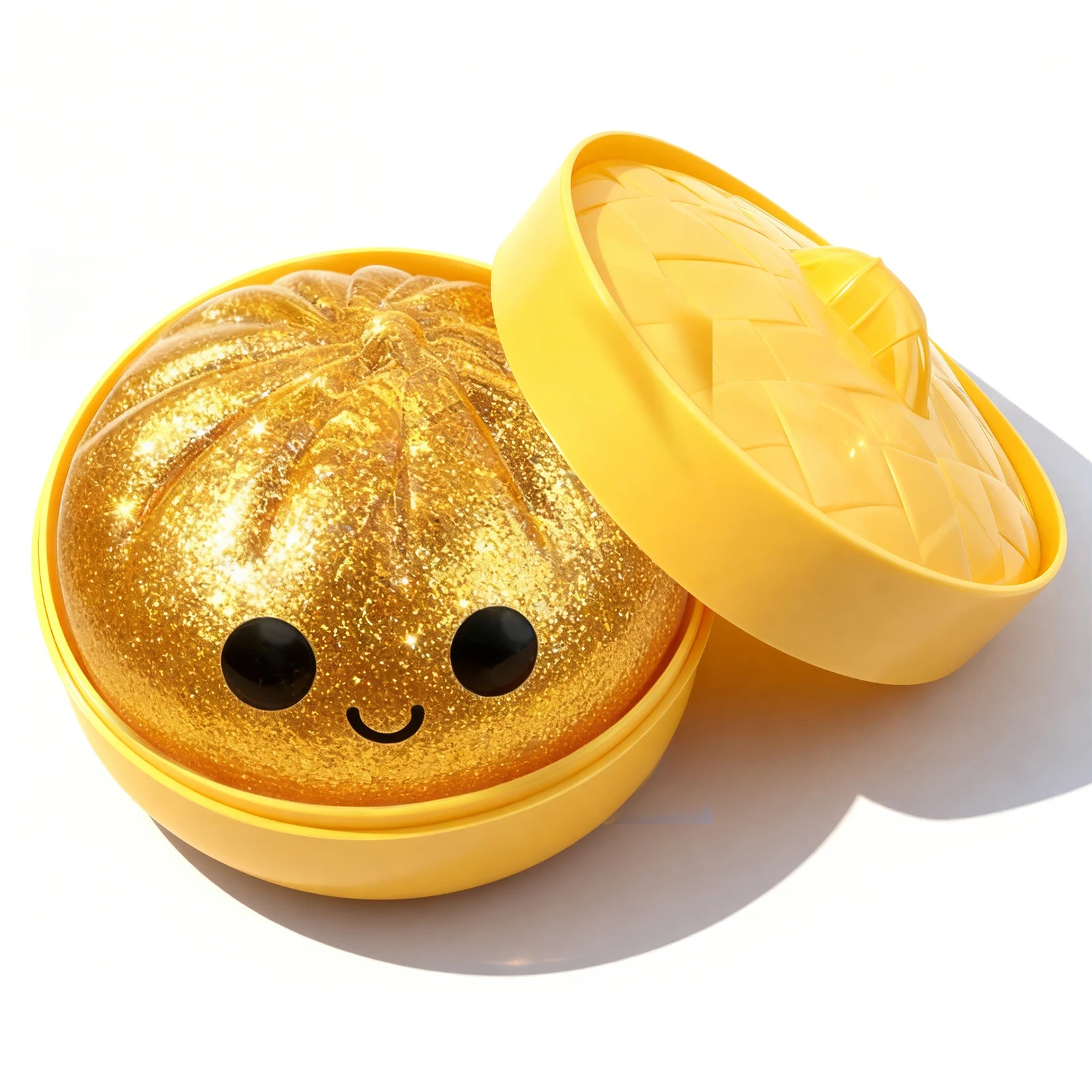 Glitter Dumpling Slow Resilience Squishy with Steamer Soft Sparkling Sensory Ball Stress Relief Relaxation Toy