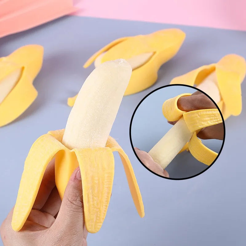 Simulated Peeling Banana Squishy Stress Ball Slow Rebound Fruit Model Squeeze Fidget Toy Anti Anxiety Decompression Relax Toys