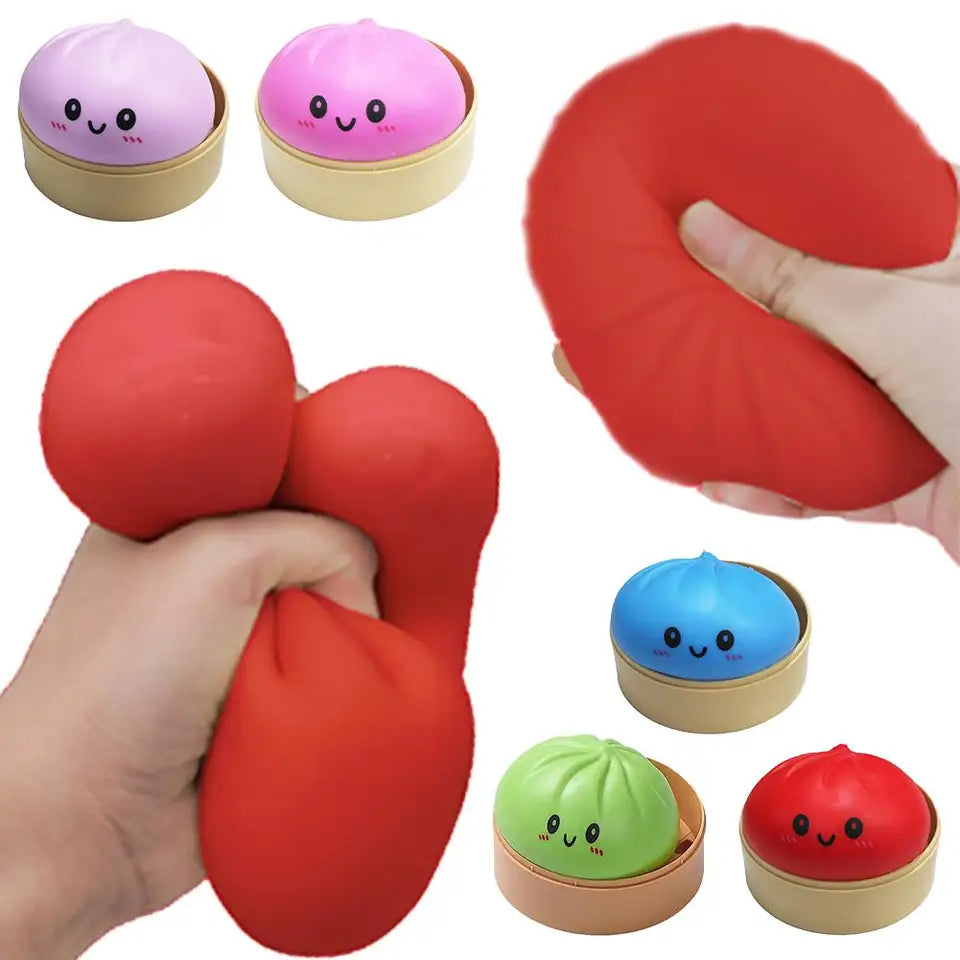 1Pcs Simulation Dumpling Stress Ball Fidget Toy with Mini Steamer, Soft Squeeze Dough Sensory Hand Toy, Food Shape Anxiety Stress Relief Desk Toy 2026 New