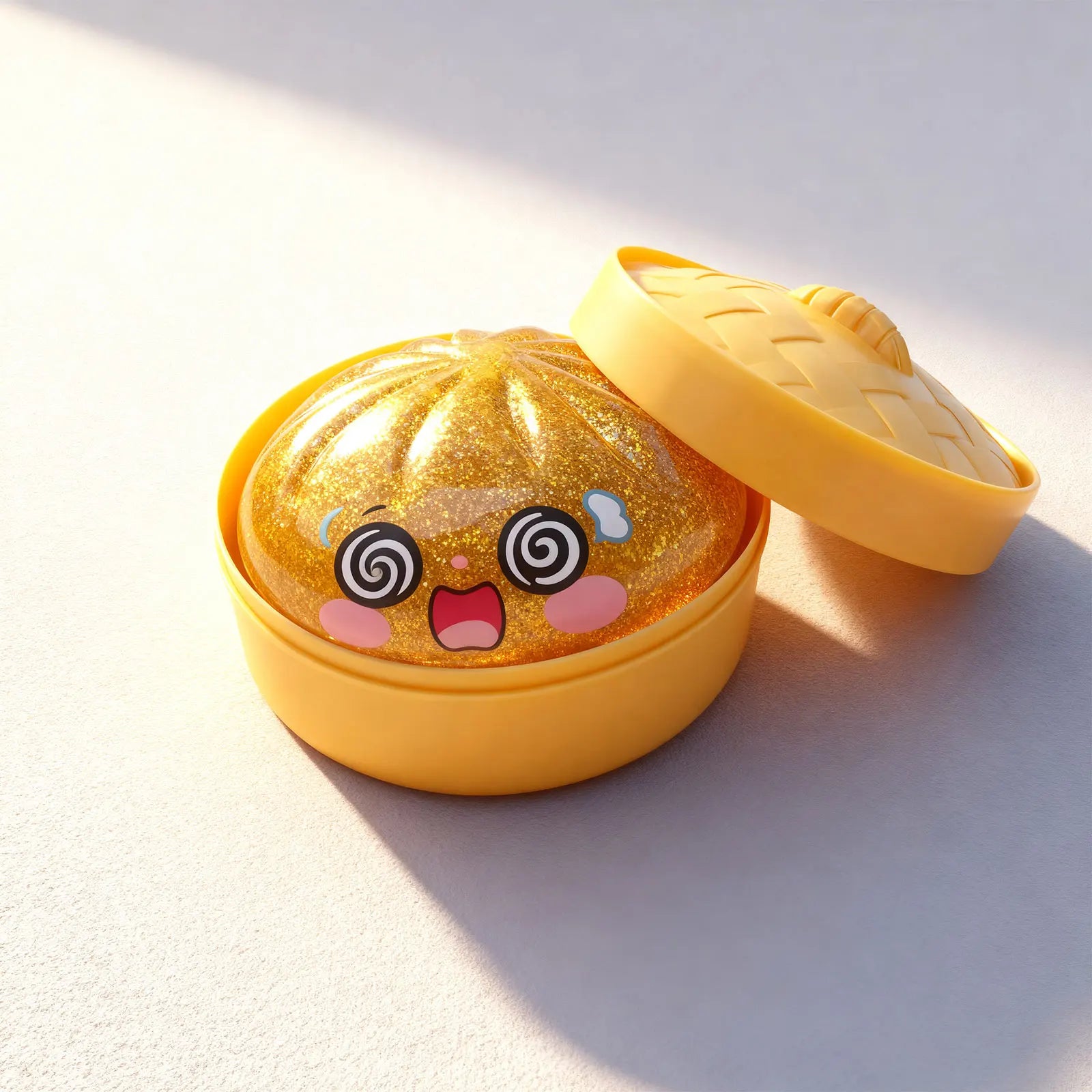 Glitter Dumpling Slow Resilience Squishy with Steamer Soft Sparkling Sensory Ball Stress Relief Relaxation Toy